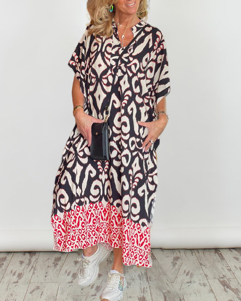 Robe col V imprimée