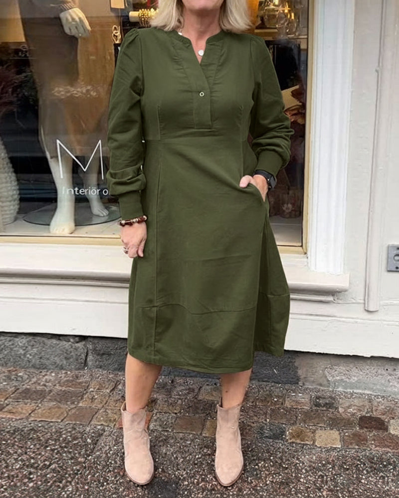 Robe décontractée rétro à manches longues