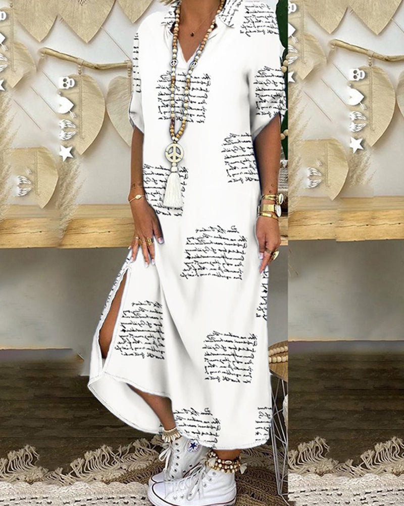 Robe chemise à imprimé fendu