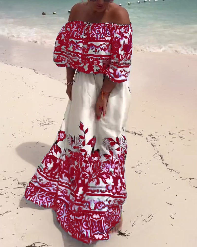 Robe Off-Shoulder Imprimé Resort
