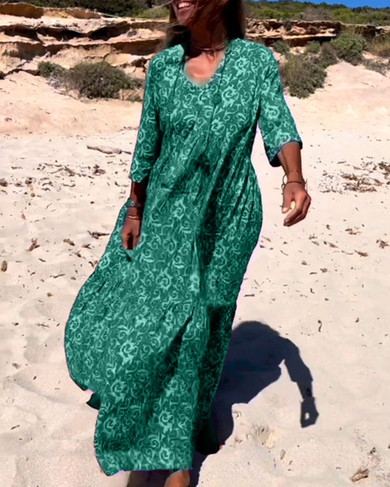 Robe imprimée ample à manches 3/4