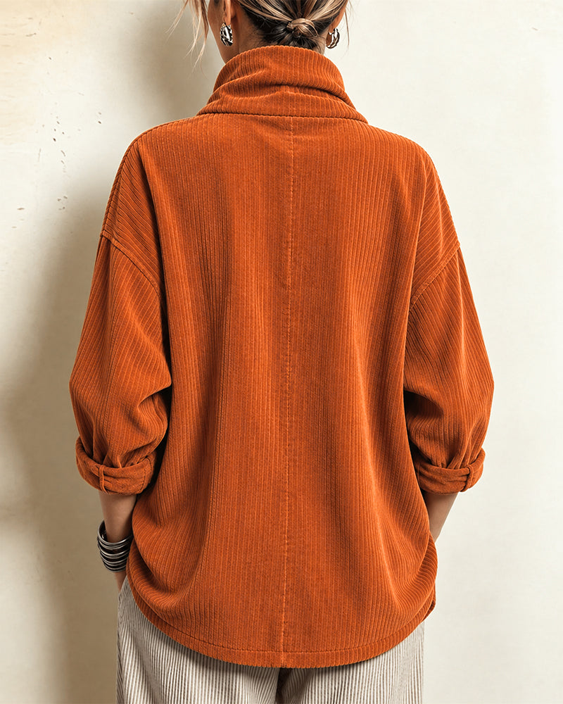 Manteau Col Haut Bouton Asymétrique