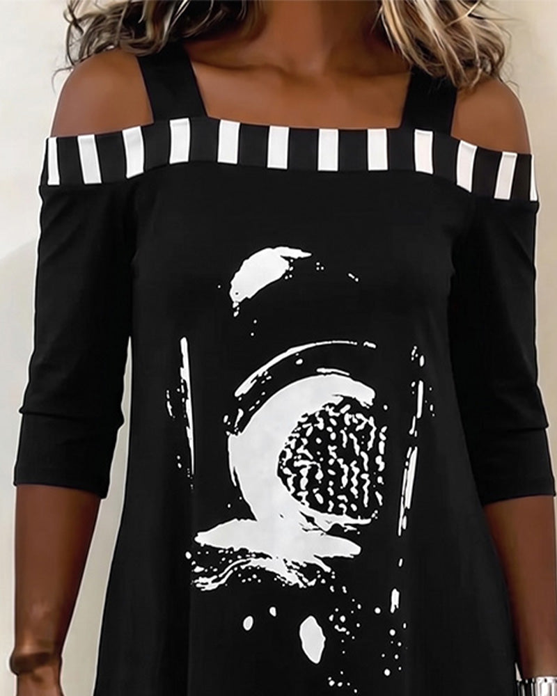 Robe Décolleté Large Imprimé Irrégulier