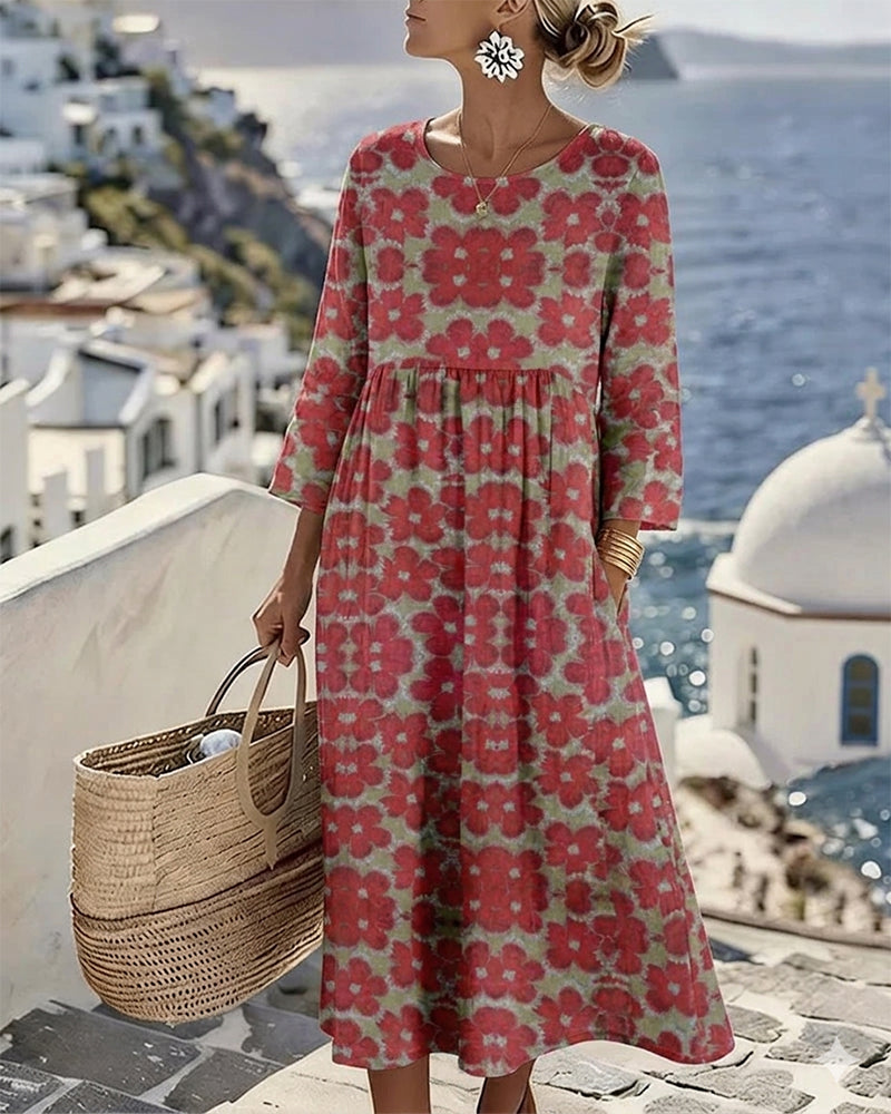 Robe à imprimé floral color block