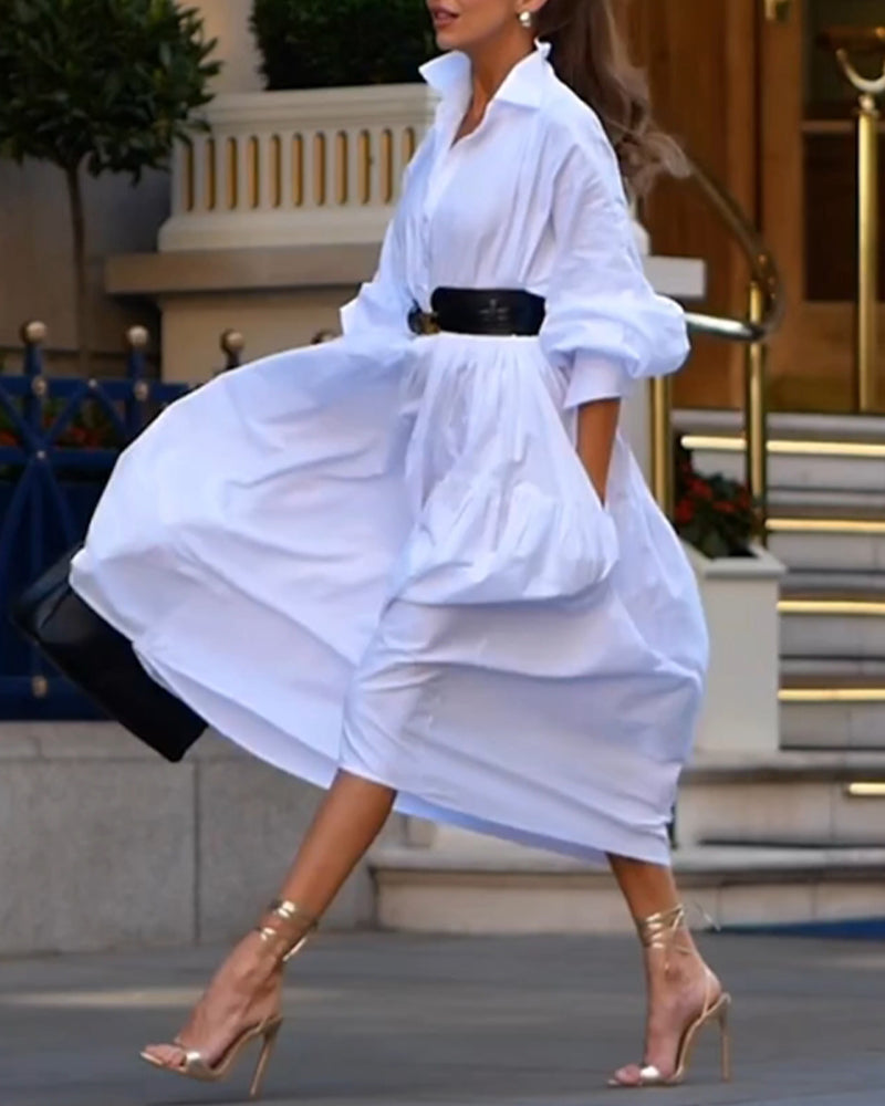 Robe décontractée ample et complète de couleur unie