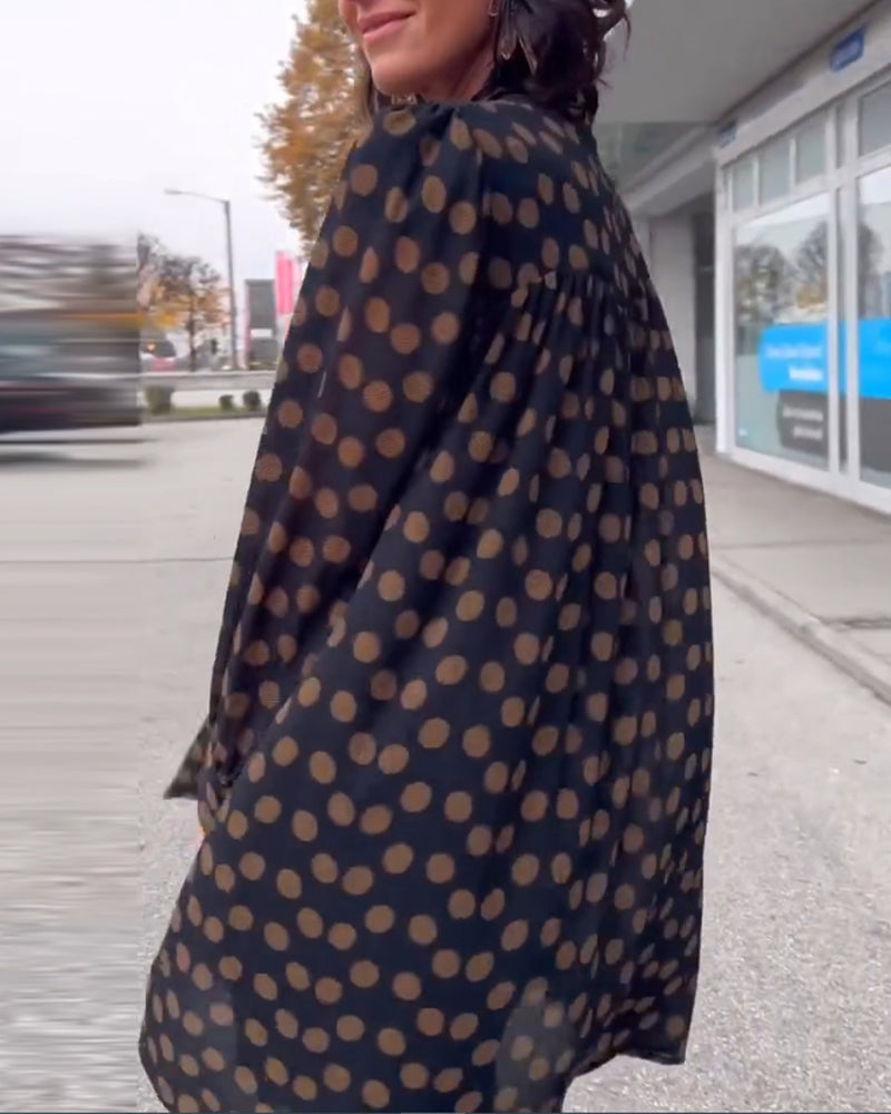 Robe à manches longues à pois