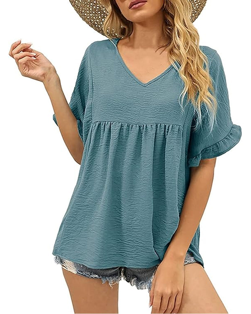 Blouse Décontractée Volant Coupe Loose