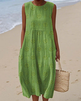 Robe Frais Imprimé Sans Manches