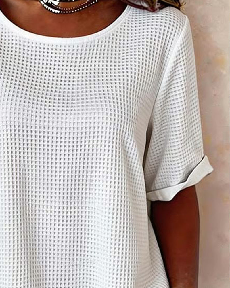 Blouse Texture Gaufrée Bouton Latéral