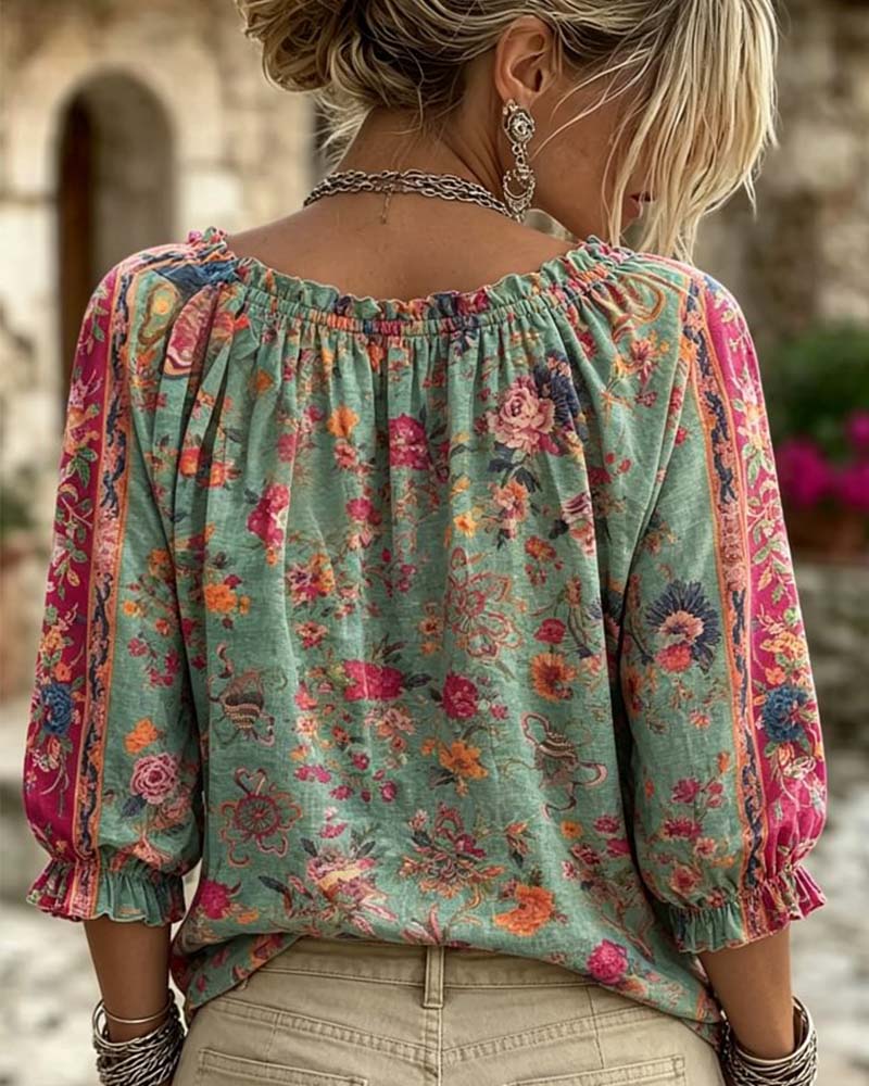 Blouse À Manches Volants À Lacets