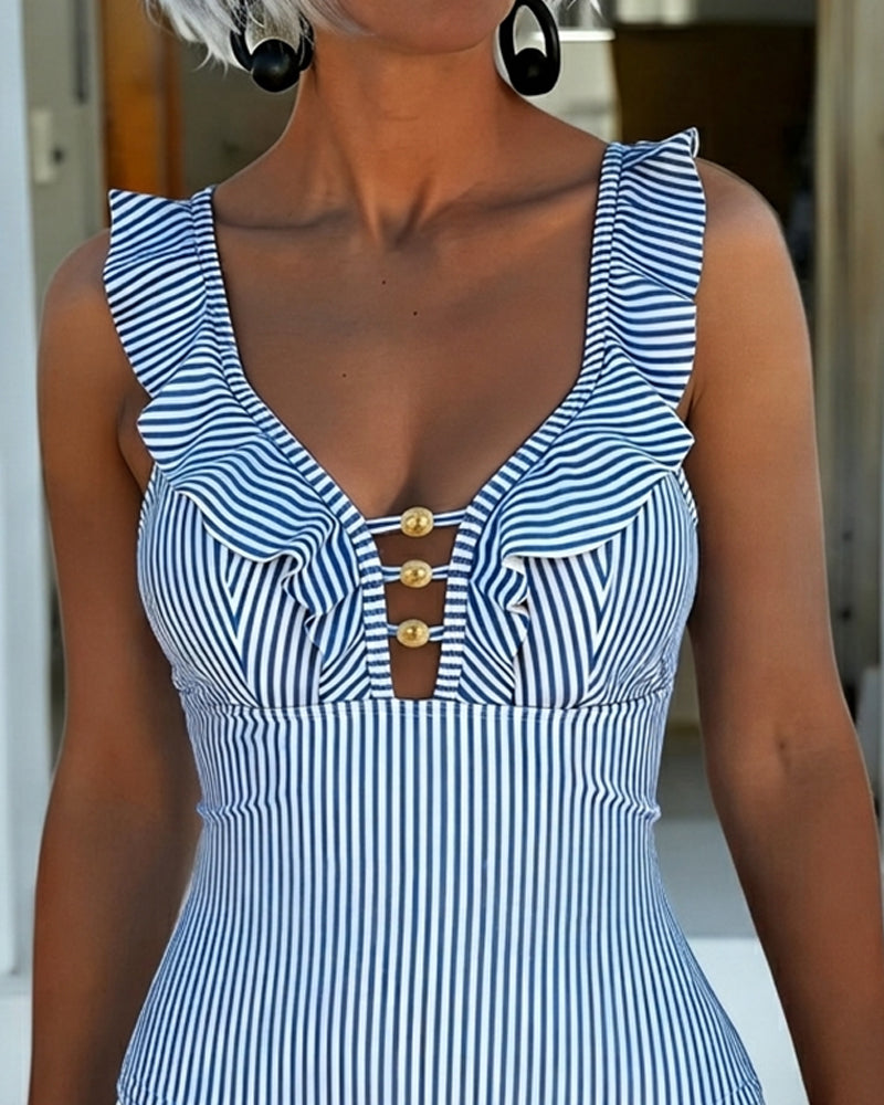 One-Piece Volant Rayon Découpe