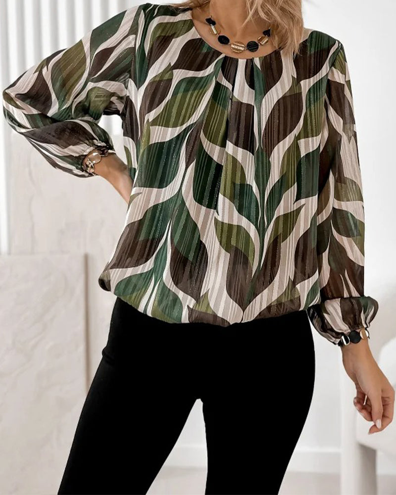 Blouse À Manches Ballon Et Col Rond