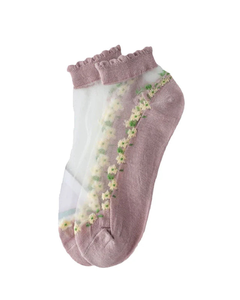 Chaussettes Fleuries Respirables D'Été