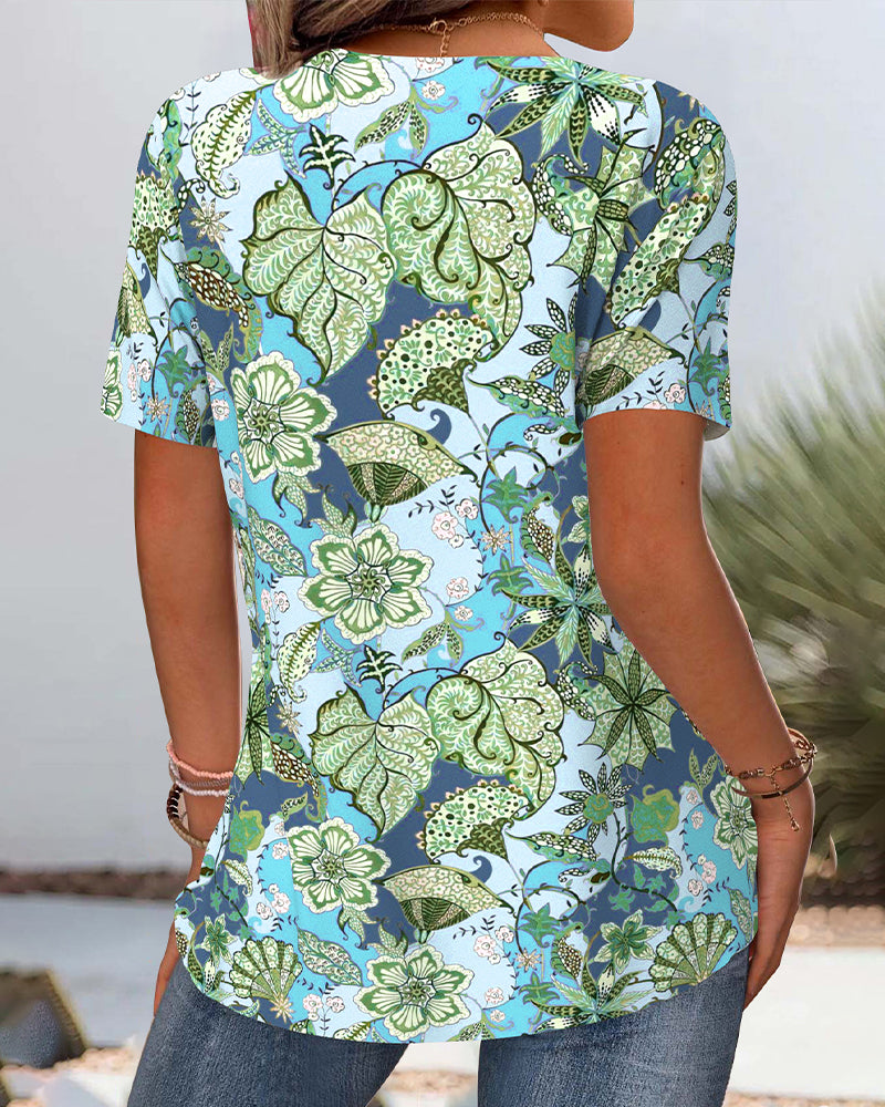 Blouse Manches Courtes Fleurie Polyvalente