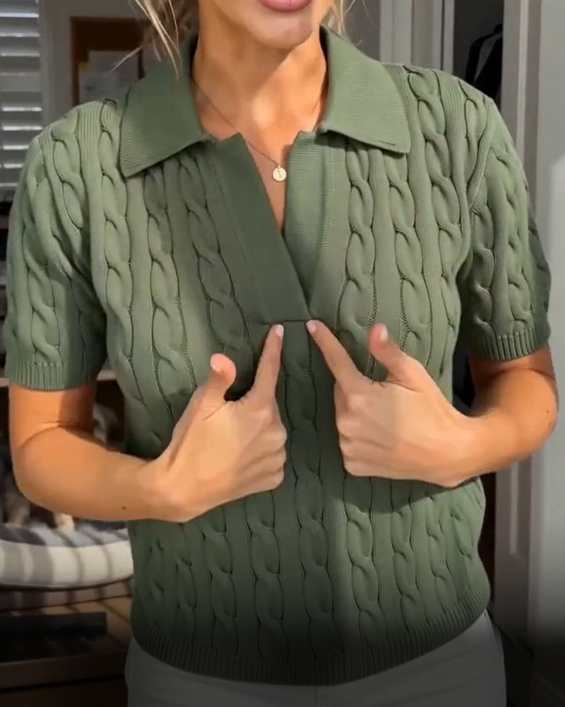Pullover Polo Manches Courtes Tricoté