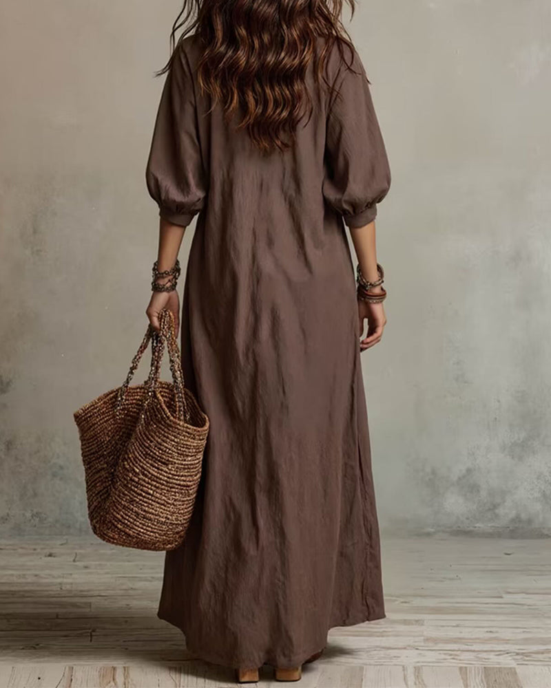 Robe Texturée Longue Cardigan Chemise