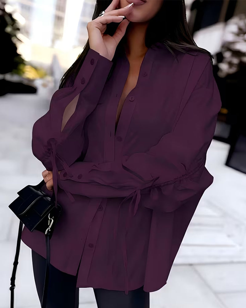 Chemise Attacher Froncé Bouton Devant Lâche