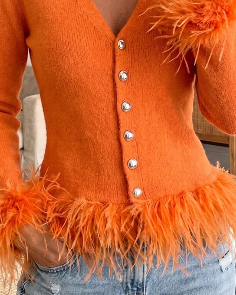 Cardigan Élégant Uni À Col V