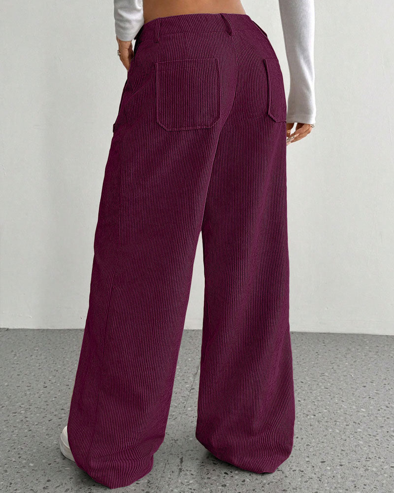 Pantalon Devant Dos Poche Unie Jambe Droite Long