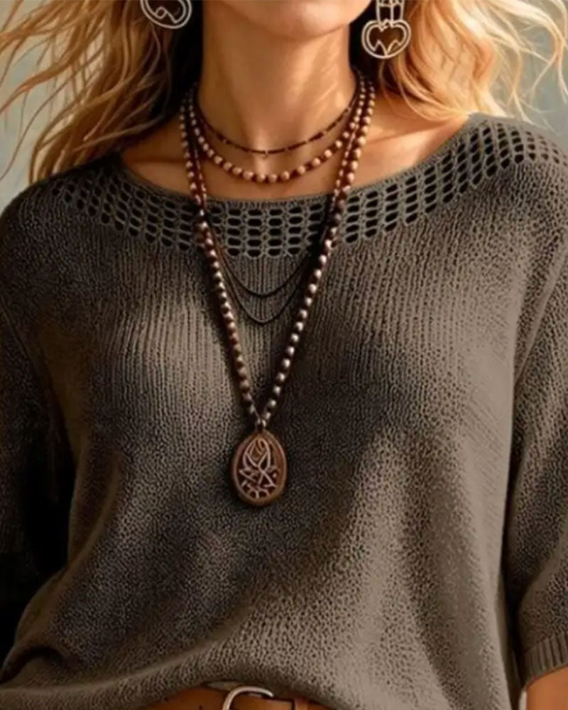 Pull Col Rond Ajouré