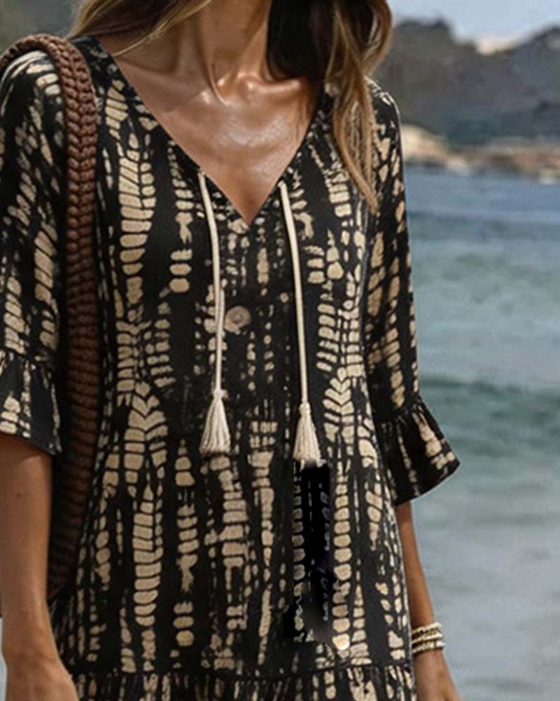 Robe Décontractée Col V Imprimée