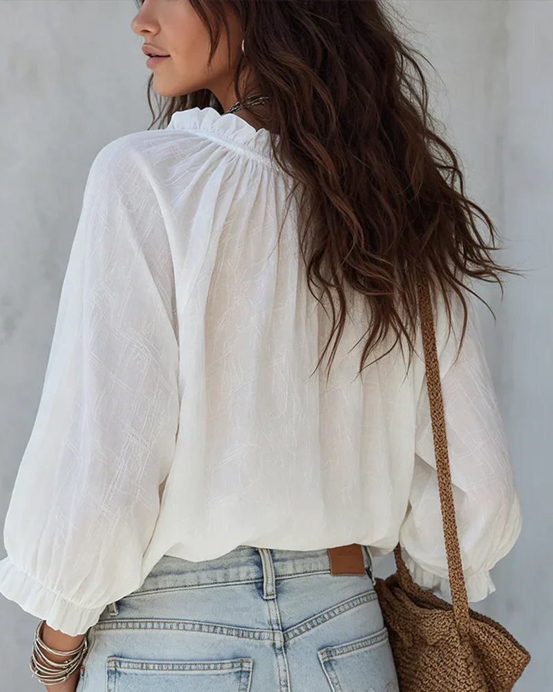 Blouse Col V Lacets