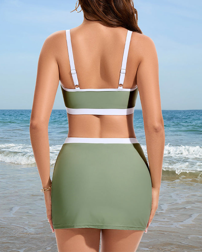 Maillot De Bain À Bloc De Couleur Deux Pièces
