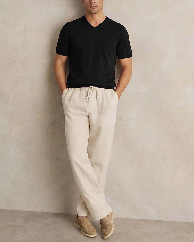 Pull Mini Col V Décontracté Unie