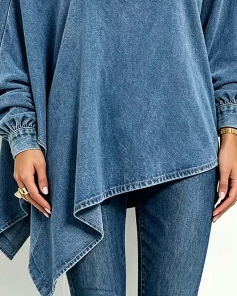 Blouse Off-Épaule Irrégulière Décontractée