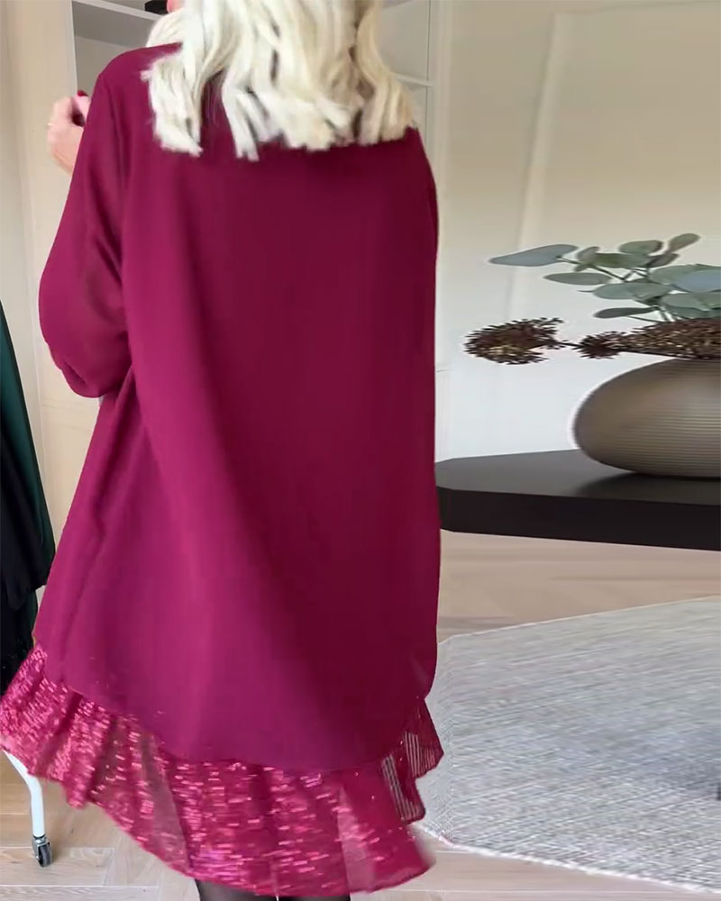 Robe Col Rond Ample Patchwork