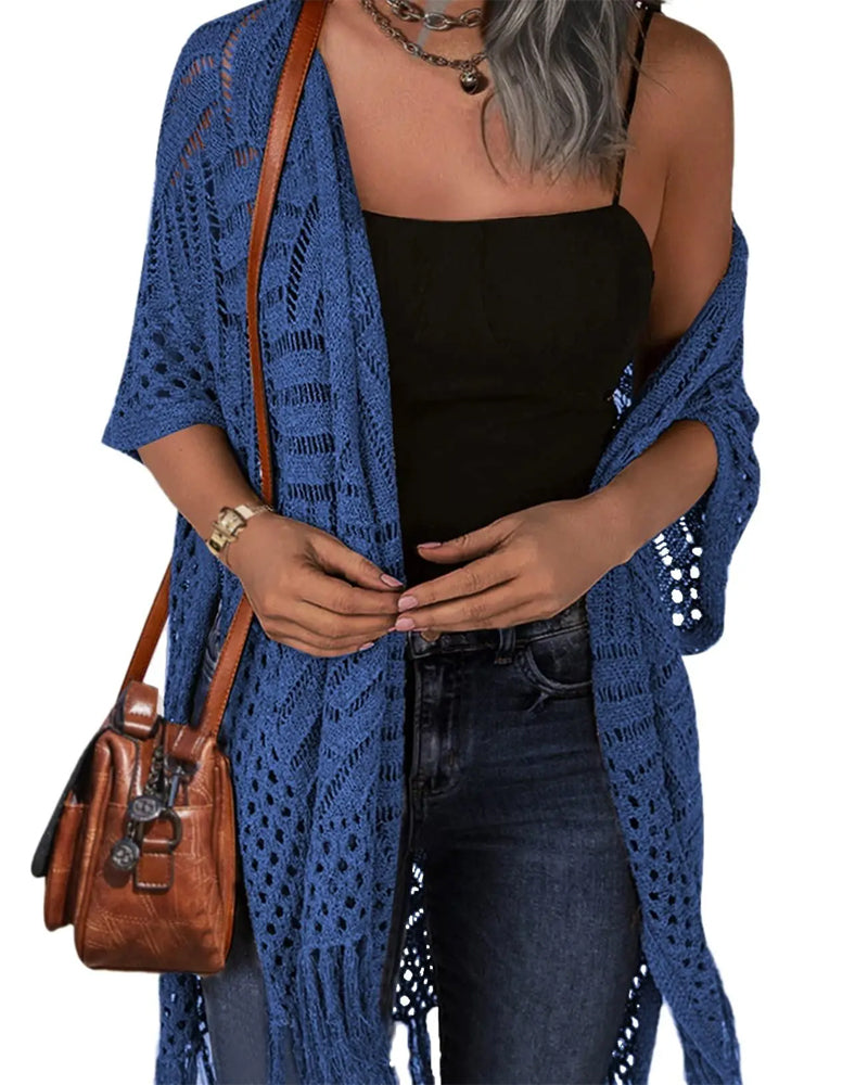 Cardigans Découpe Frange Tricot