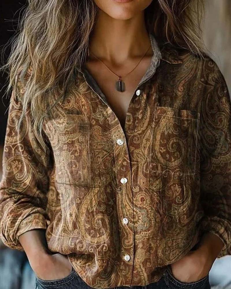 Chemise À Manches Longues Avec Motif Paisley Style Vintage