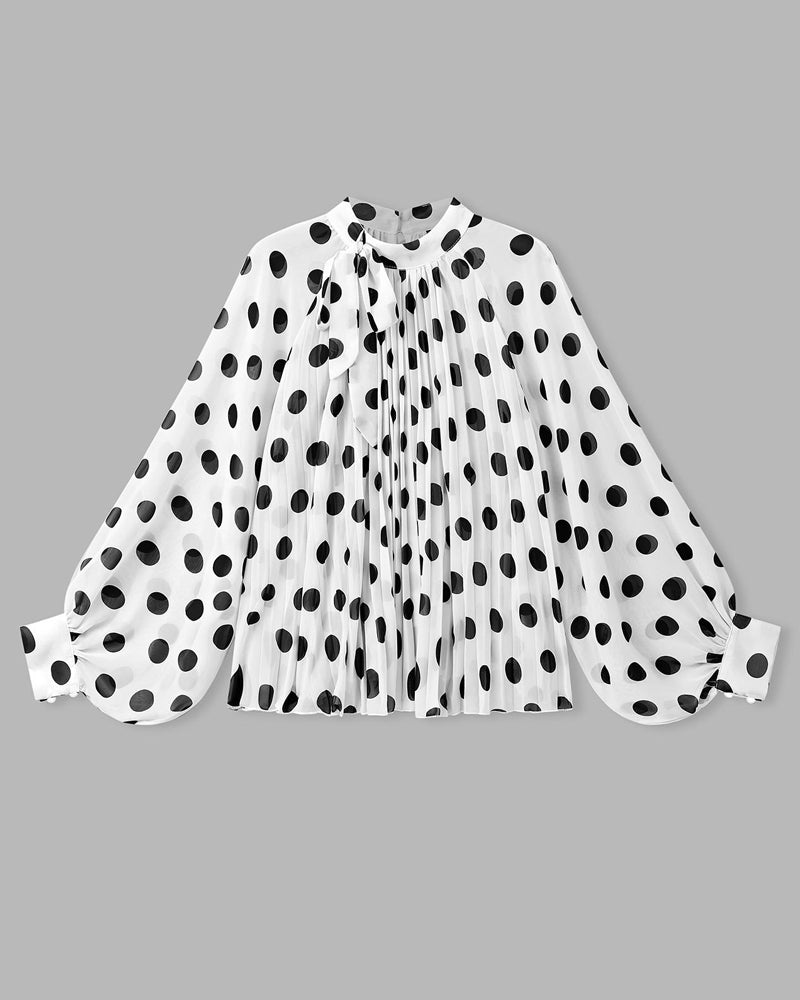 Blouse Décontractée À Pois Manches Longues