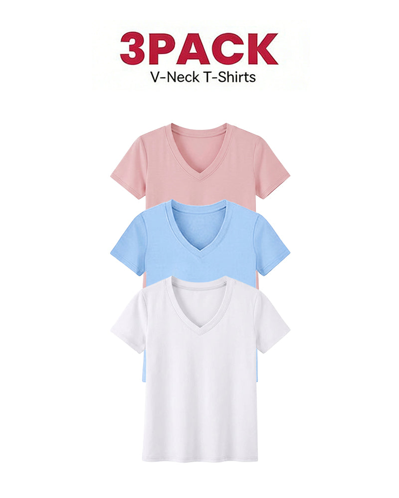Lot De 1/3 Tees Basiques Confortables Pour Femmes