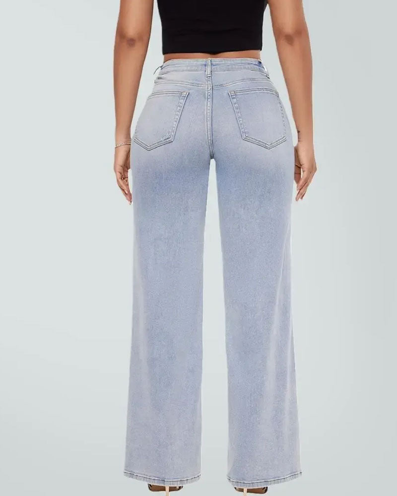 Jean Taille Haute Jambe Large