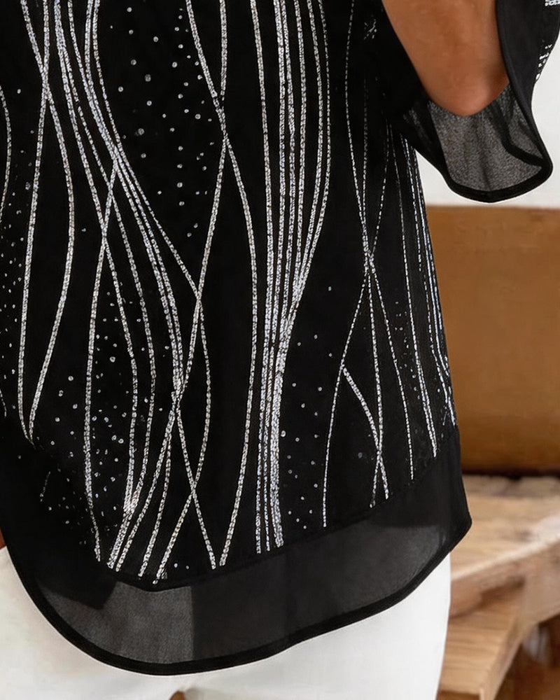 Blouse Mode Imprimé Col Rond Décontractée