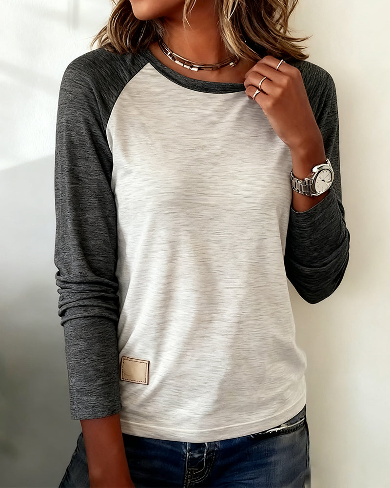 Top Manches Longues À Blocs De Couleur Manche Raglan