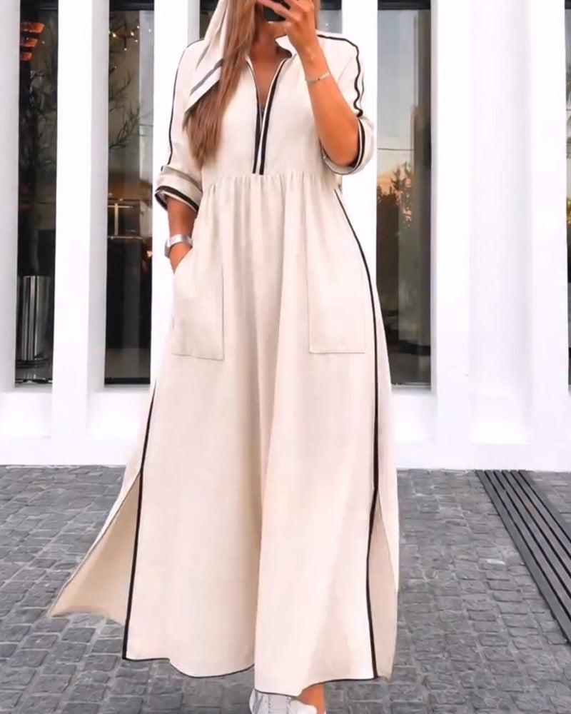 Robe Revers Poche Fente