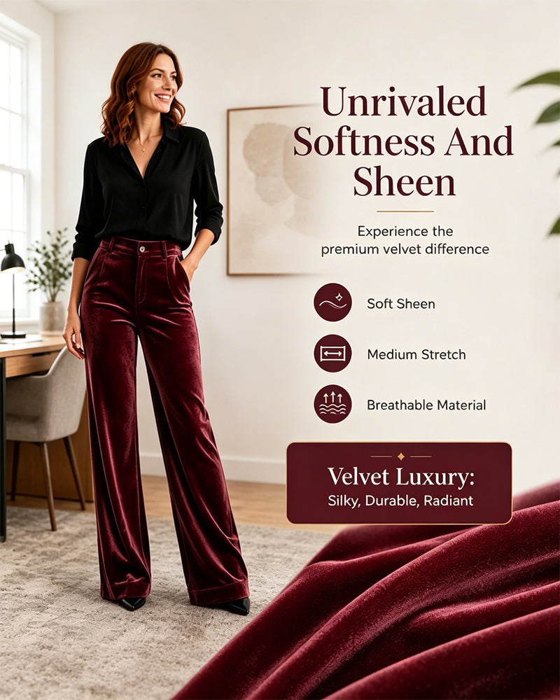 Pantalon Uni Velours Poche Long