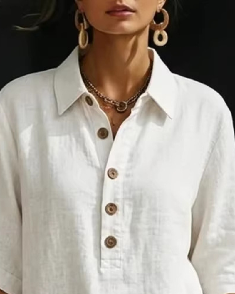 Ensemble Deux-Pièces Col Chemise Demi-Patron Décontracté