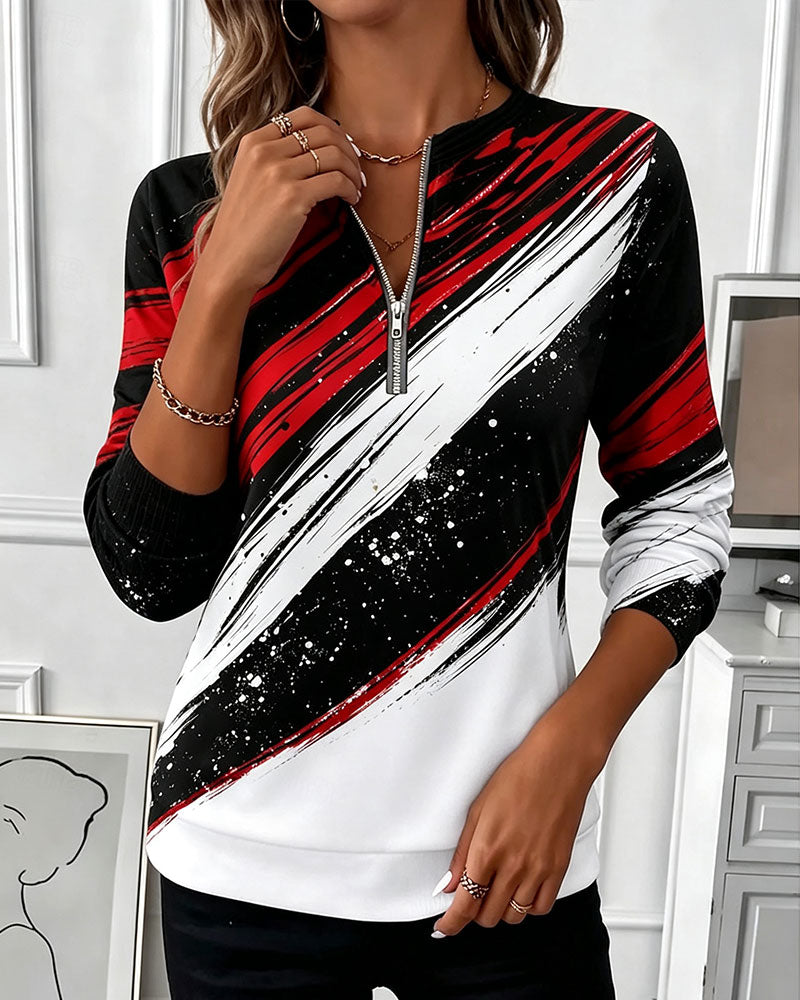 Hoodie Graffiti Imprimé Fermeture Éclair Pull