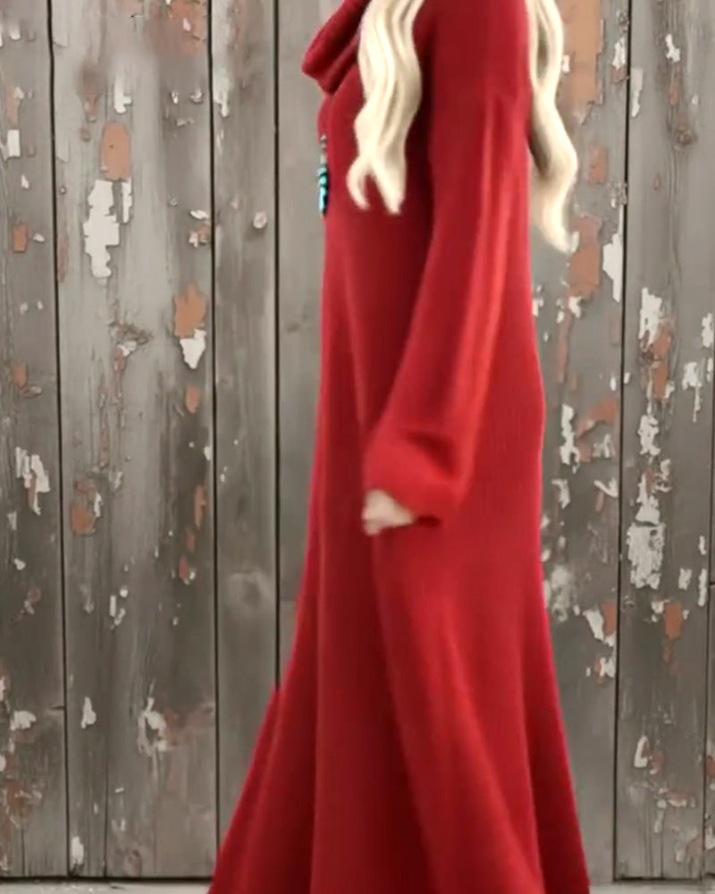 Robe Unie A Col Haut Et Design Elégant