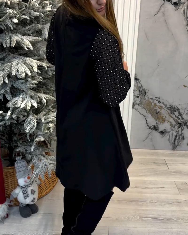 Robe Scintillante Patchwork Col Rond