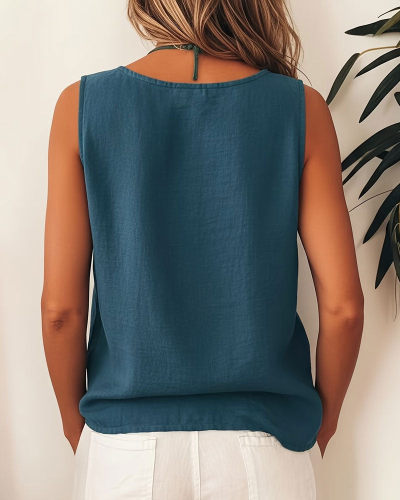 Débardeur A Décontracté Boutonné Devant