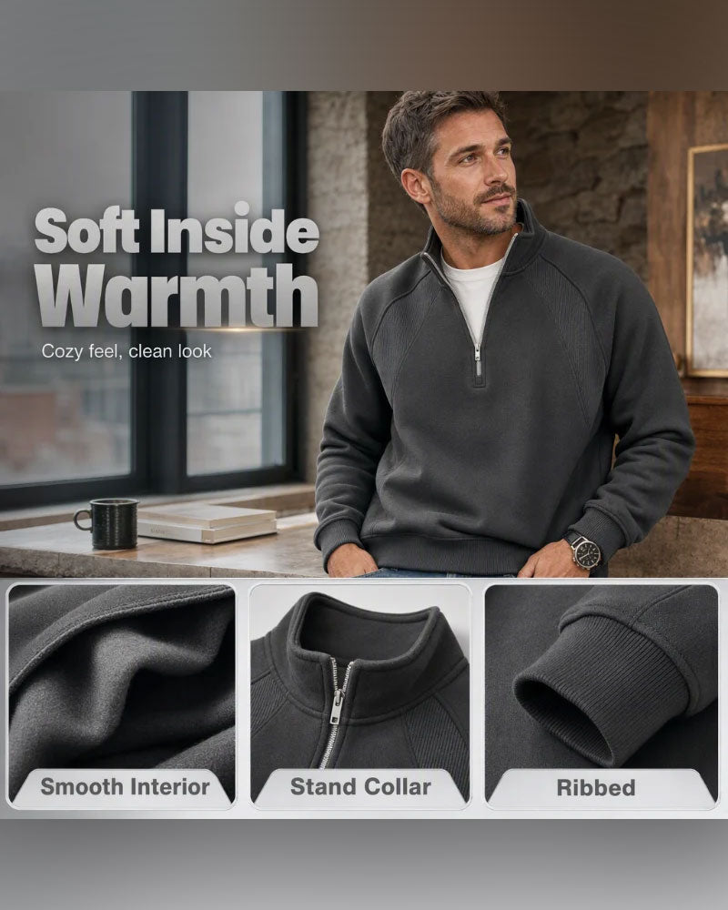 Sweat-Shirt Demi Zip Col Montant
