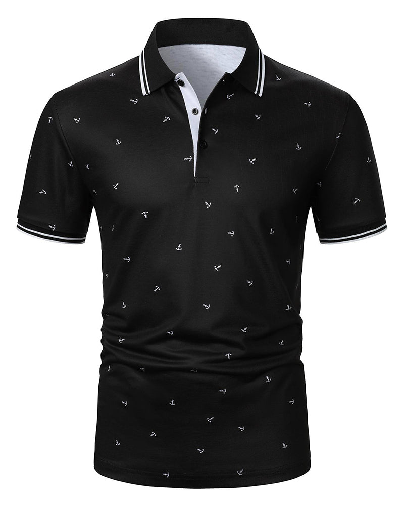T-Shirt Col Polo Motif Flèche Décontracté