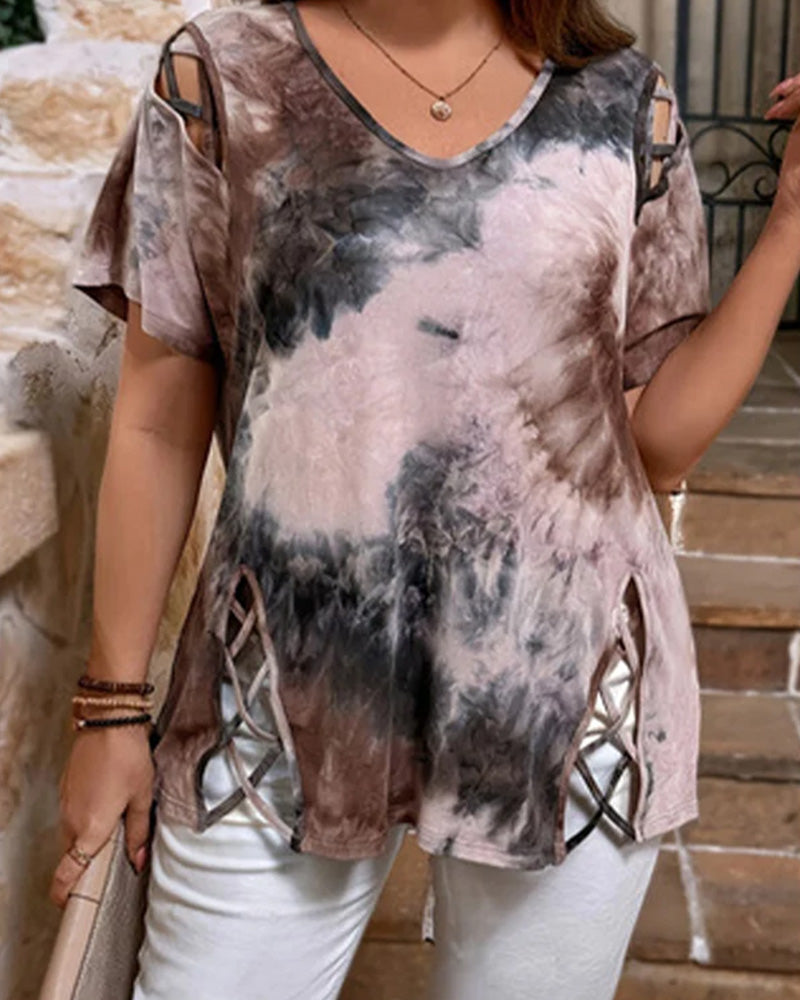 T-Shirt Motif Cœur Ajouré Manches Courtes