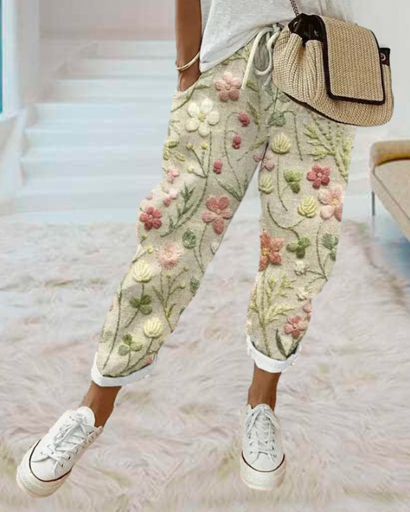 Pantalon avec poches et imprimé