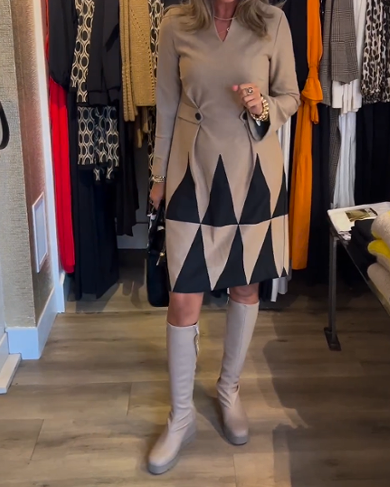 Robe élégante à imprimé géométrique