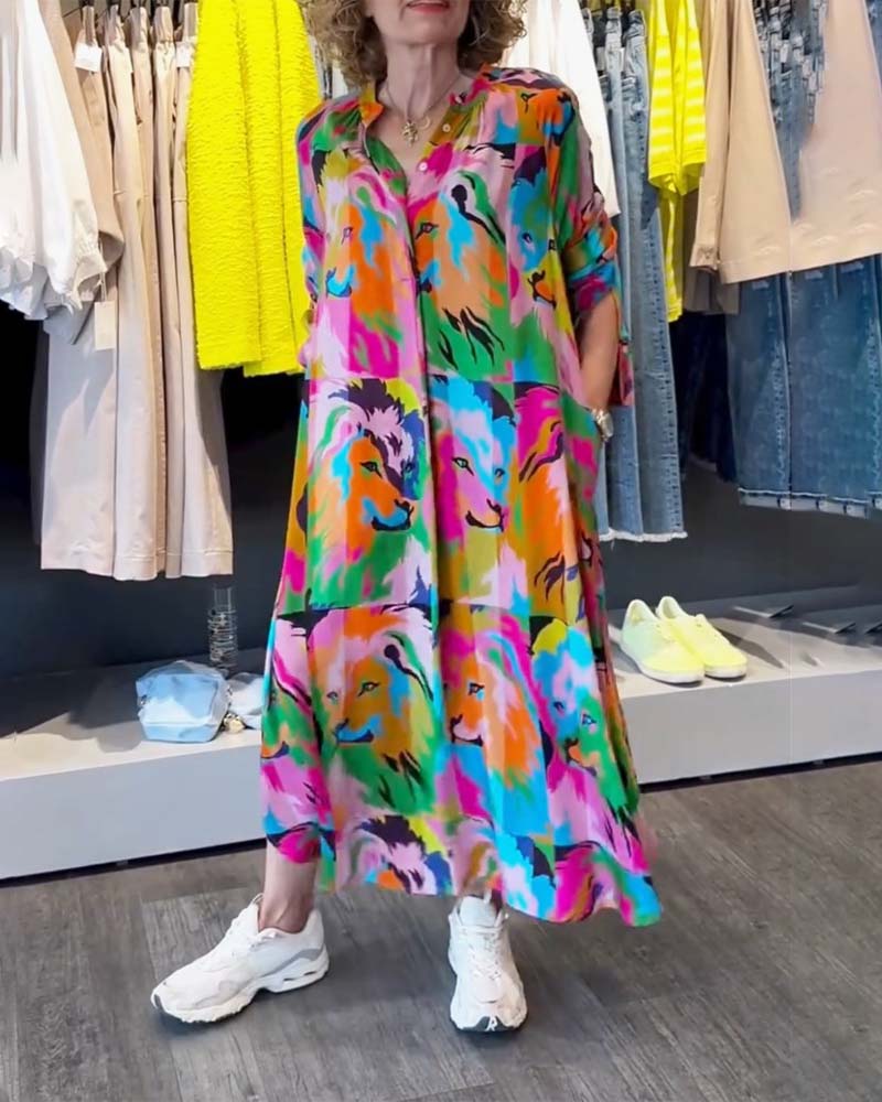 Robe à impression colorée et poches